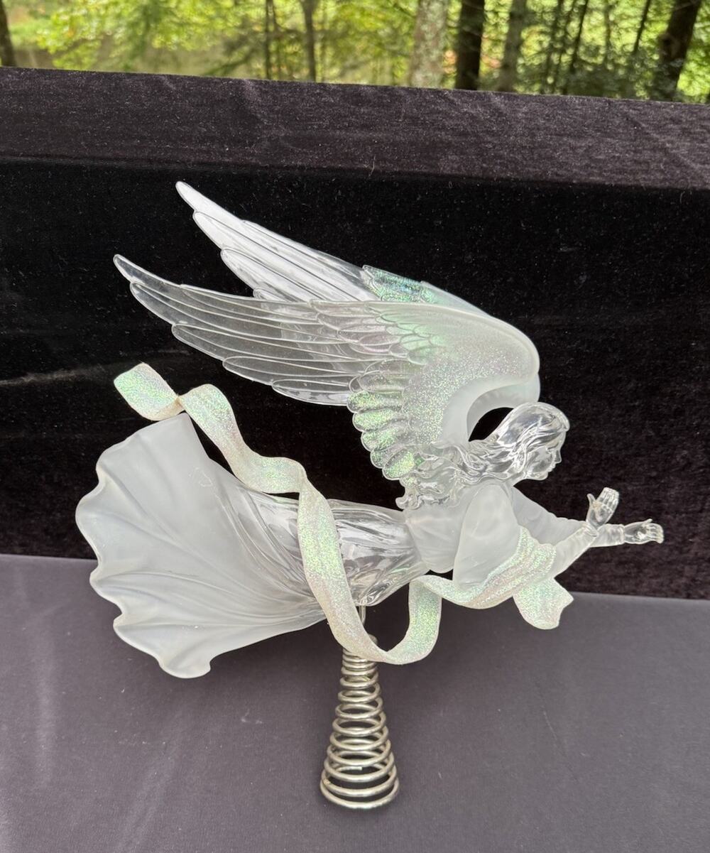 HOLIDAY TIME ACRYLIC ANGEL TREE TOPPER ANGEL 13" FROSTED High Quality!
